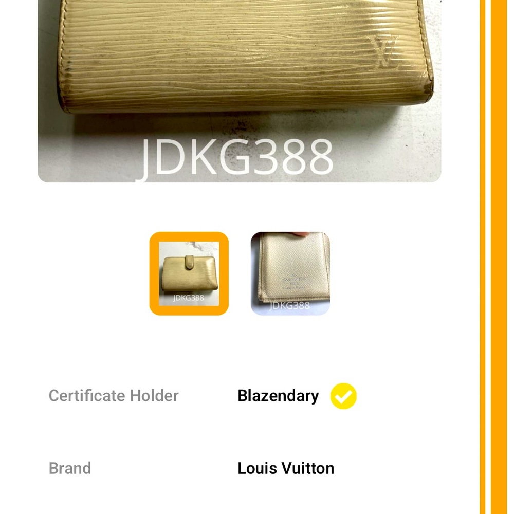 Cream colored Louis Vuitton epi Textured wallet with COA - Picture 10 of 11
